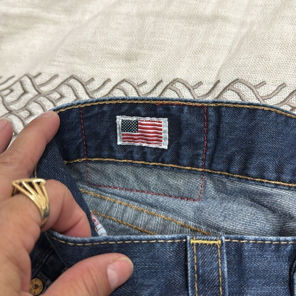 (N5) True Religion Men's 30x32 Mid Wash Denim Straight Leg Ricky Jeans in Blue - Picture 5 of 10